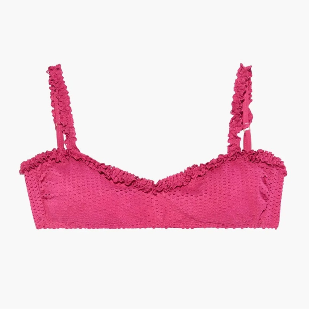 NWT VIX PAULA HERMANNY Scales Margot Ruffle-Trimmed Bikini Top Pink